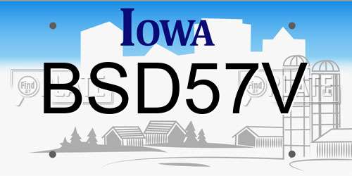 BSD57V Iowa License Plate