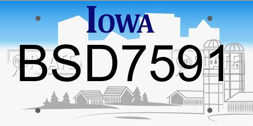 BSD7591 Iowa License Plate