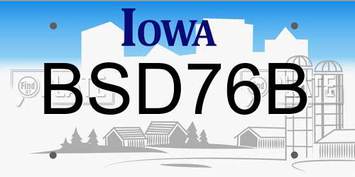 BSD76B Iowa License Plate