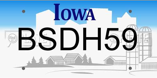 BSDH59 Iowa License Plate