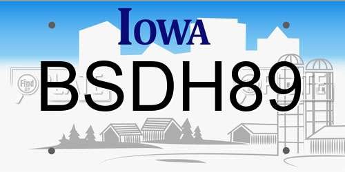 BSDH89 Iowa License Plate
