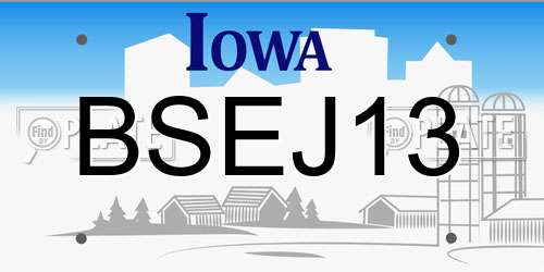BSEJ13 Iowa License Plate
