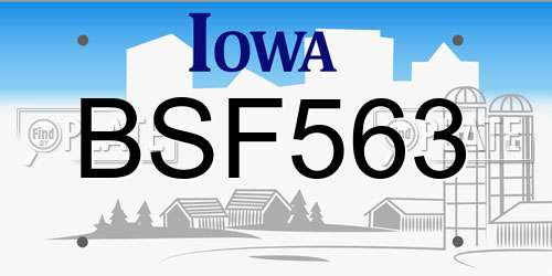 BSF563 Iowa License Plate