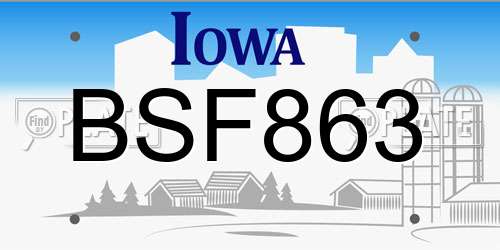 BSF863 Iowa License Plate