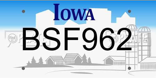 BSF962 Iowa License Plate