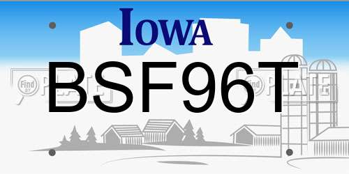 BSF96T Iowa License Plate