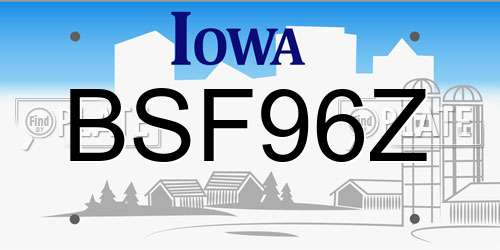 BSF96Z Iowa License Plate