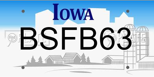 BSFB63 Iowa License Plate