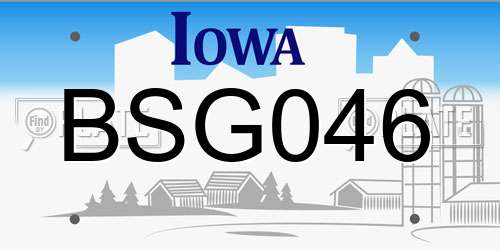 BSG046 Iowa License Plate