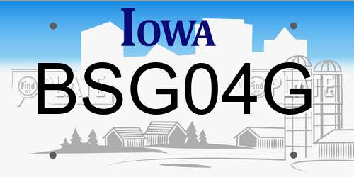 BSG04G Iowa License Plate