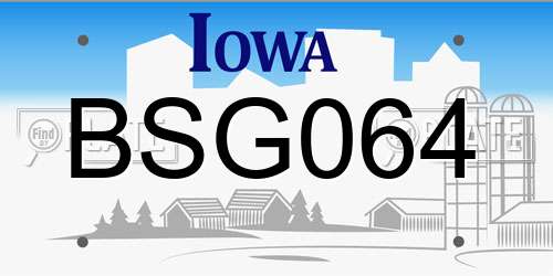 BSG064 Iowa License Plate
