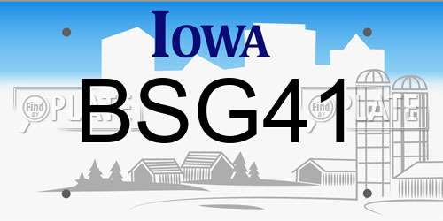 BSG41 Iowa License Plate