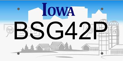 BSG42P Iowa License Plate