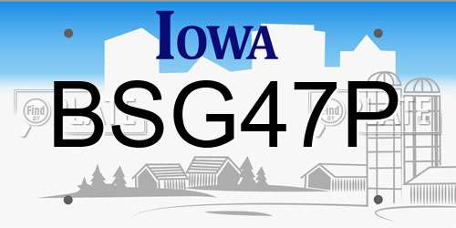 BSG47P Iowa License Plate