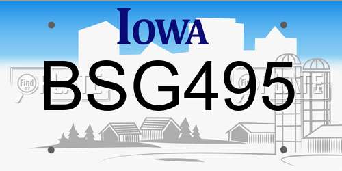 BSG495 Iowa License Plate