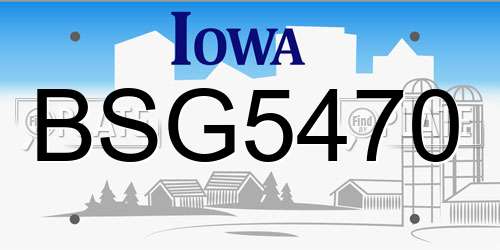 BSG5470 Iowa License Plate