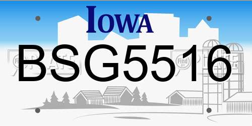 BSG5516 Iowa License Plate
