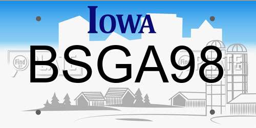 BSGA98 Iowa License Plate