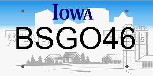 BSGO46 Iowa License Plate