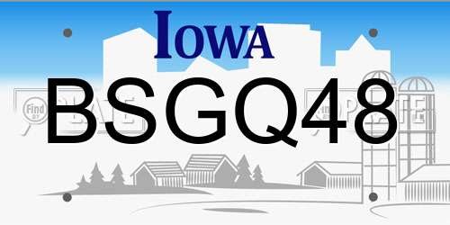BSGQ48 Iowa License Plate