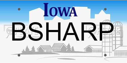 BSHARP Iowa License Plate
