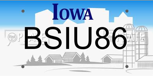 BSIU86 Iowa License Plate