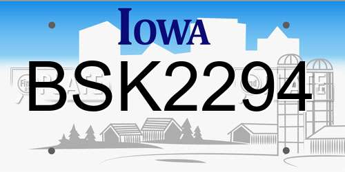 BSK2294 Iowa License Plate