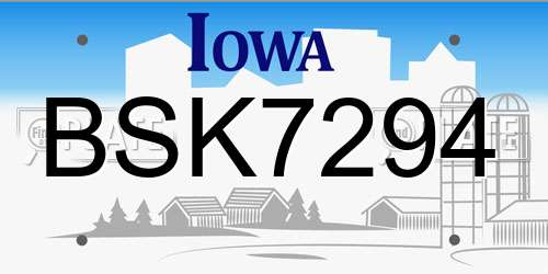 BSK7294 Iowa License Plate