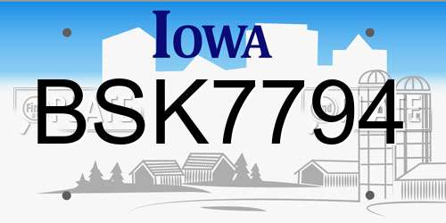 BSK7794 Iowa License Plate
