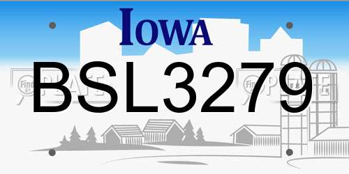 BSL3279 Iowa License Plate