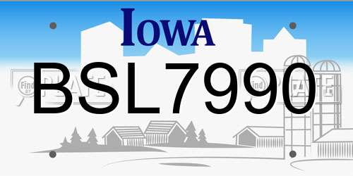 BSL7990 Iowa License Plate