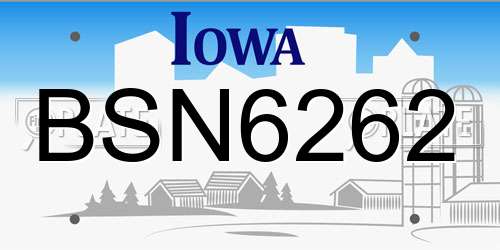 BSN6262 Iowa License Plate