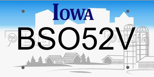 BSO52V Iowa License Plate