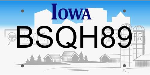 BSQH89 Iowa License Plate