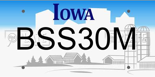BSS30M Iowa License Plate