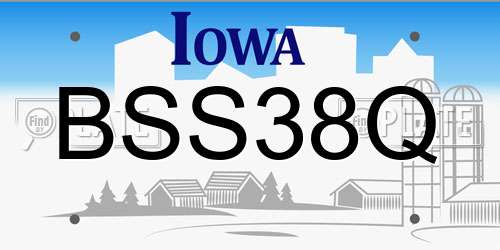 BSS38Q Iowa License Plate