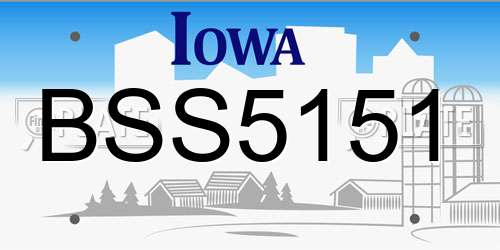 BSS5151 Iowa License Plate