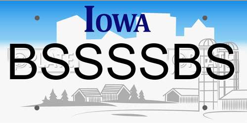 BSSSSBS Iowa License Plate