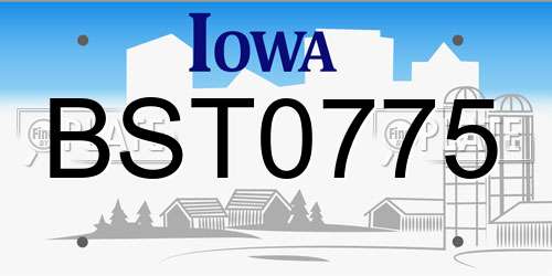 BST0775 Iowa License Plate