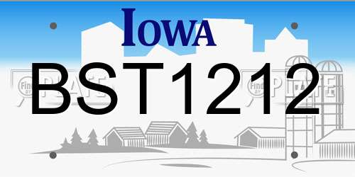 BST1212 Iowa License Plate