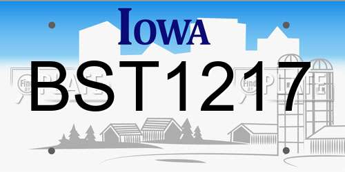 BST1217 Iowa License Plate