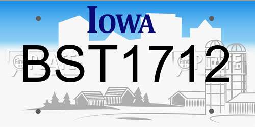 BST1712 Iowa License Plate