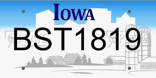 BST1819 Iowa License Plate