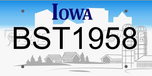 BST1958 Iowa License Plate