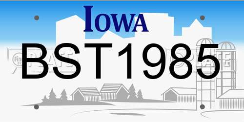 BST1985 Iowa License Plate