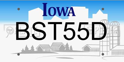 BST55D Iowa License Plate