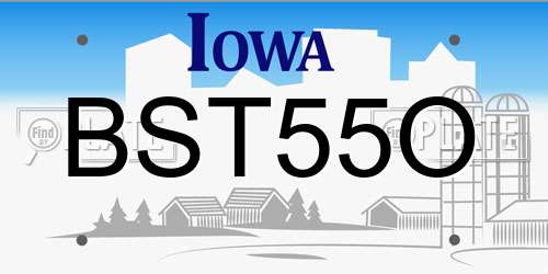 BST55O Iowa License Plate
