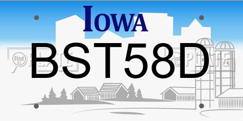 BST58D Iowa License Plate