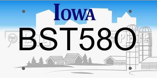 BST58O Iowa License Plate