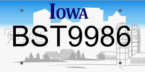 BST9986 Iowa License Plate
